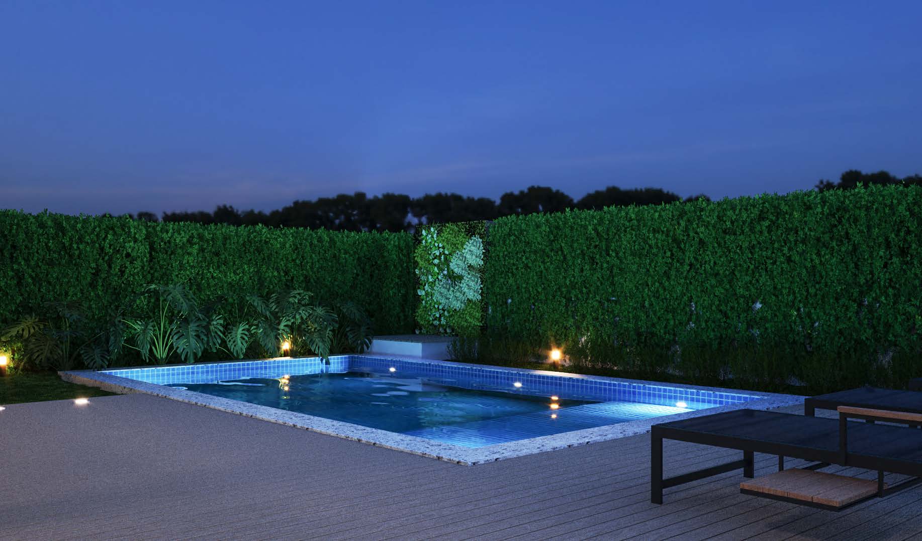 Piscina da Casa Amary ao entardecer