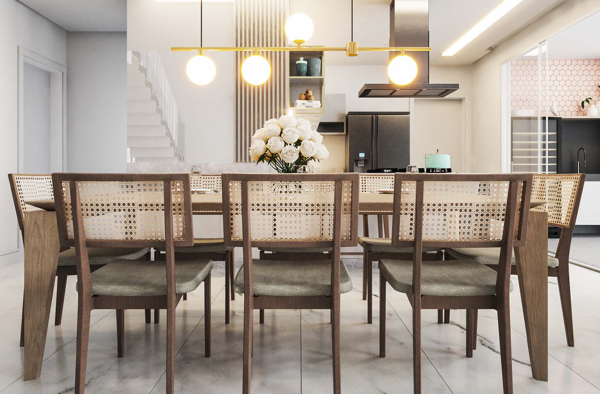 Sala de jantar integrada à cozinha